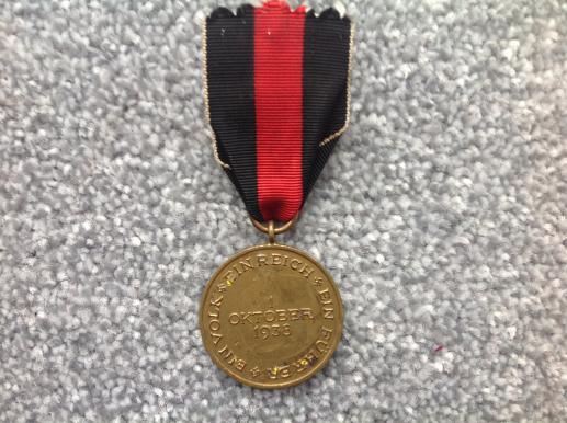 Third Reich Medal of the 1st October 1938