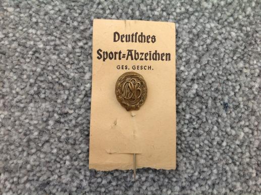 German Sports Badge Stickpin on Original Card Stock