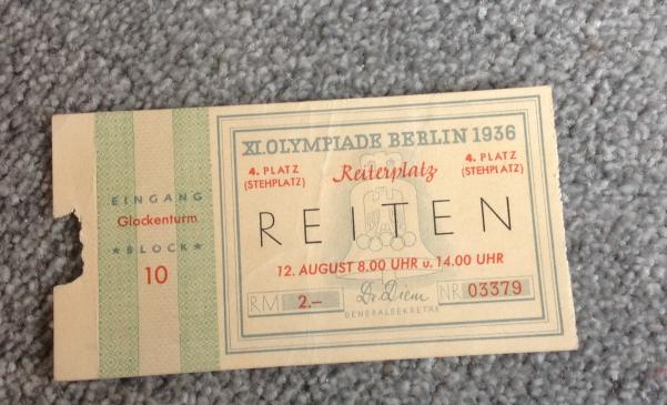 1936 Olympics Entrance Ticket