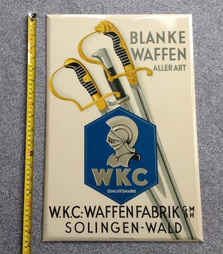 Third Reich WKC Large Enamel Advertising Sign