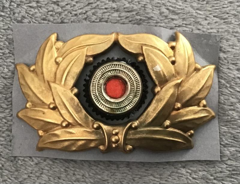 Third Reich TENO High  Leader Metal Laurel Wreath And Cockade Insignia.