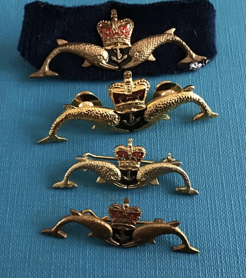 Vintage Royal Navy Submarine Service “Dolphins” Qualification Badges.